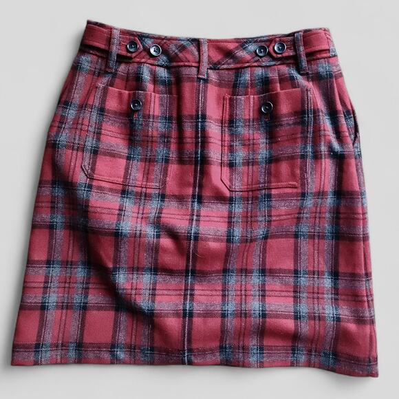 Eddie Bauer Mini Skirt Women's 2p 100% Wool Plaid Lined Dark Academia Old Money - Picture 1 of 7
